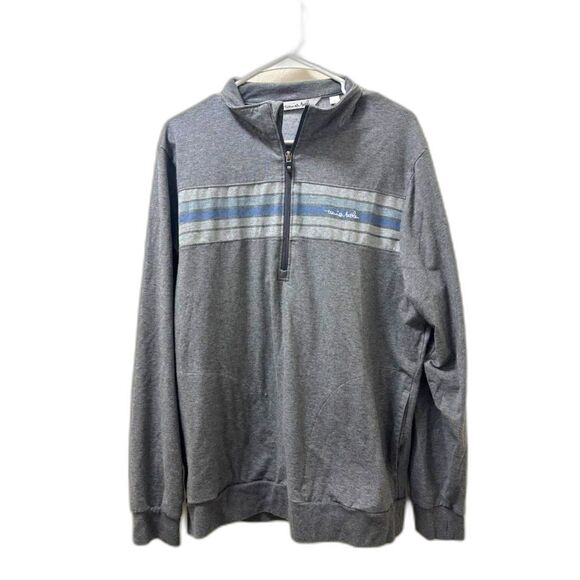 Travis Mathew Quarter Zip Sweater Men's Size Large Gray Blue Golf Performance - Picture 1 of 3
